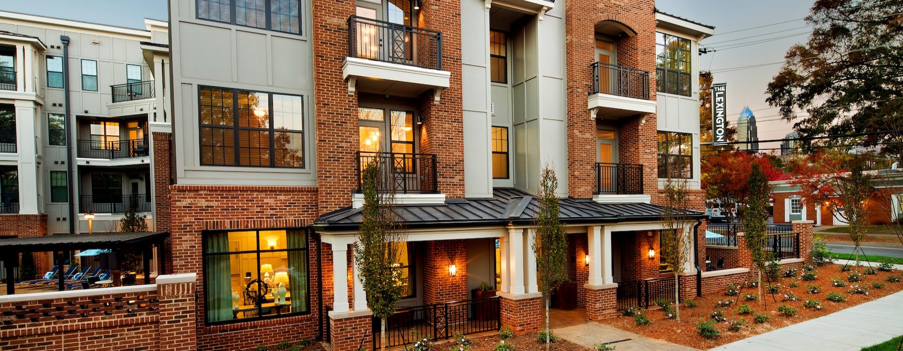 an apartment building with balconies